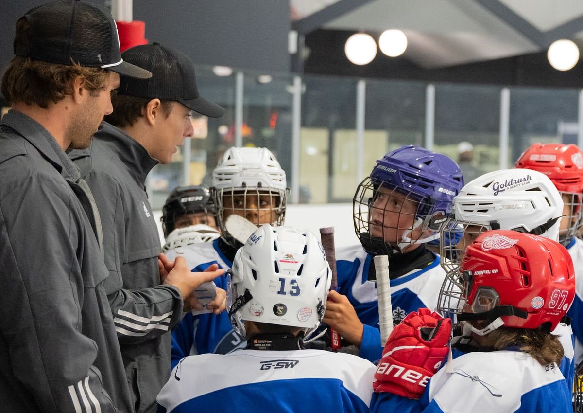 Hockey player preparing mentally at the rink